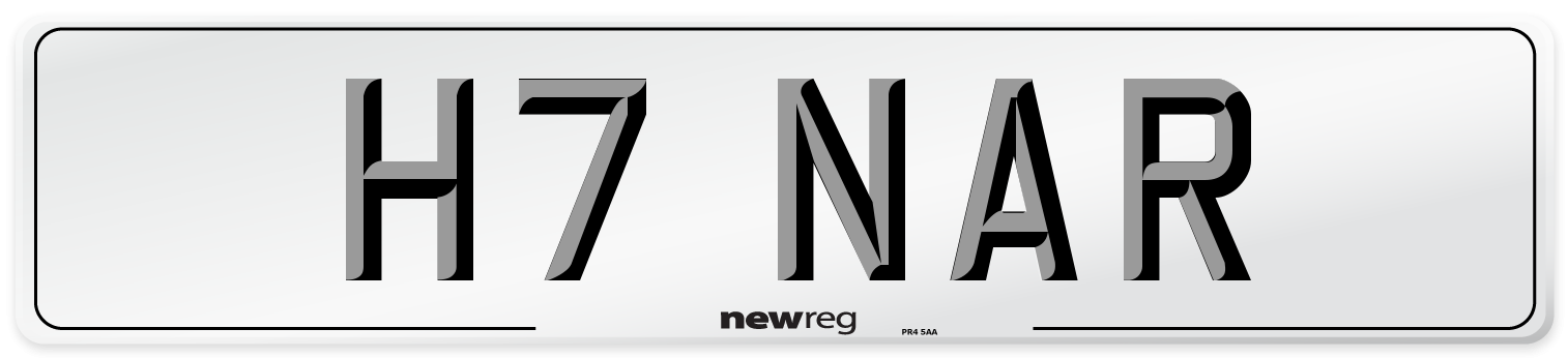 H7 NAR Number Plate from New Reg